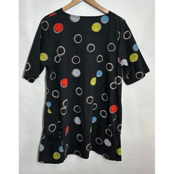 Mona Lisa Tunic Top Womens L Polka Dot Bubble Hem Pockets Artsy Lagenlook - Picture 3 of 7
